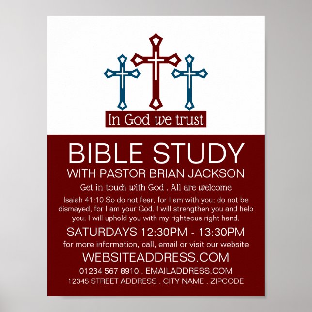 I Gud litar vi på, Crucifix, kristen bibelklass Poster (Framsidan)