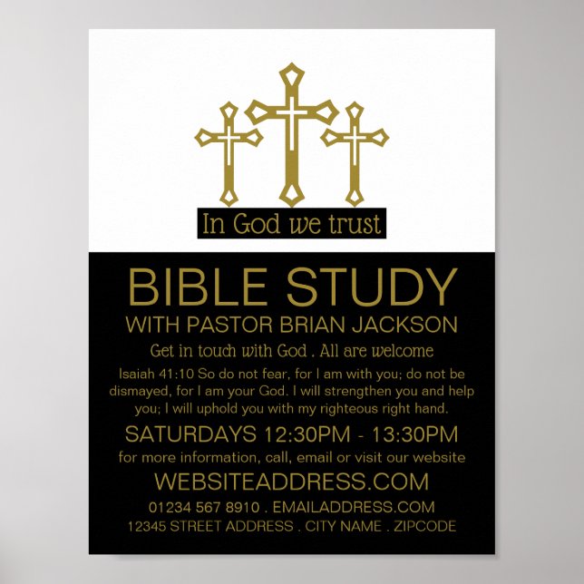 I Gud litar vi på, Crucifix, kristen bibelklass Poster (Framsidan)
