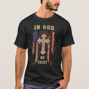 I Gud litar vi på det amerikanska Flagga Christian T Shirt