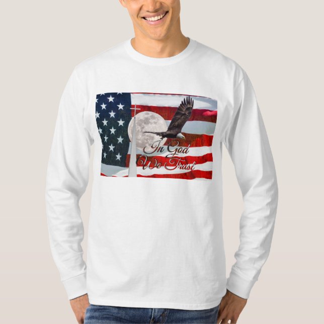 I Gud litar vi på Långärmad Shirt T (Framsida)