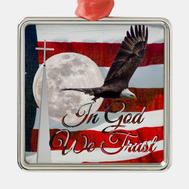 I Gud litar vi på Premium Square Ornament (Framsidan)
