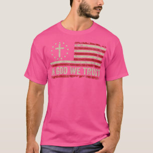 I Gud litar vi på Vintagen American Flagga Kor Pat T Shirt