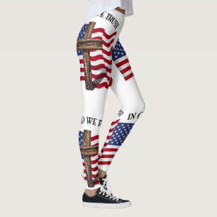 I Gud Vi Litar Med Kors Och Flagga Leggings