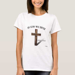 I Gud Vi Litar med robust kors Tee Shirt
