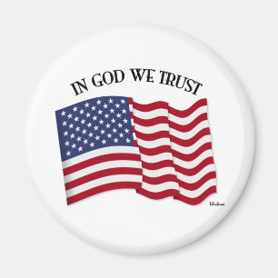 I Gud Vi Litar med USA-flagga Magnet