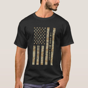 i Gud Vi Litar Motto Tro Öken Kamouflage Nött T Shirt