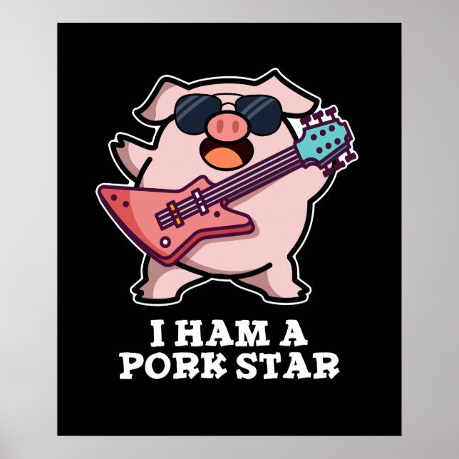 I Ham A Gris Star Funny Rockstjärna Gris Pun Mörk  Poster (Framsidan)