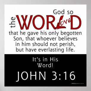 I hans Ord-John 3:16Scripture Poster