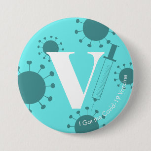 I Har av Covid-19 Vaccine Light Aqua Knapp