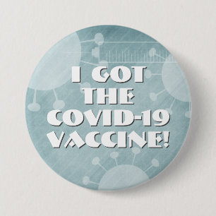 I Har av Covid-19 Vaccine Teal Stripe Grunge Knapp