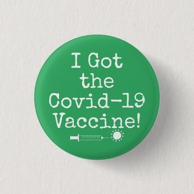 I Har av Covid-19-vaccinet Enkel ljusstark Grönt Knapp (Framsida)
