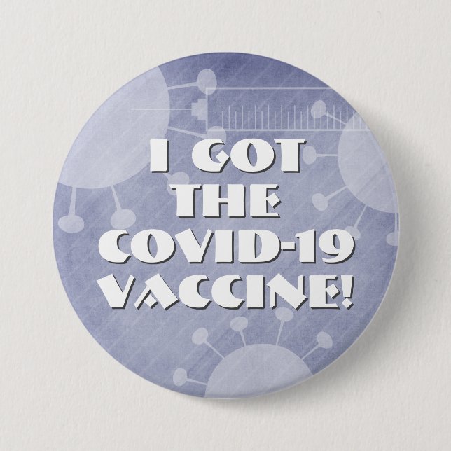 I Har av Covid-19-vaccinet Lila Stripe Grunge Knapp (Framsida)