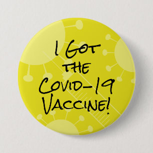 I Har av Covid- 19-vaccinets feta Gult Knapp