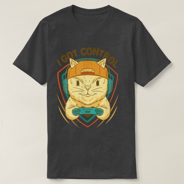 I Har Control Funny Game Master Cat för videospel T Shirt (Design framsida)
