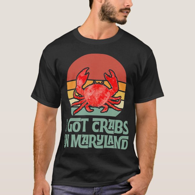 I Har Crabs in Maryland Sunset Retro Sunset Gift T Shirt (Framsida)
