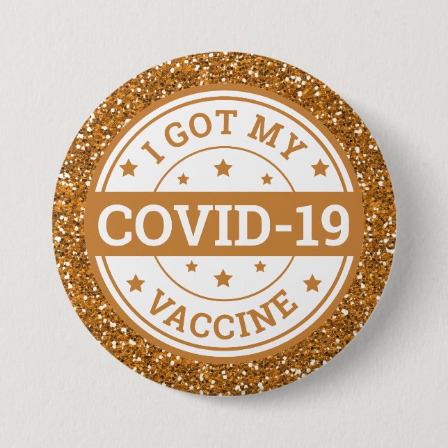 I Har Mitt Covid-19-vaccin Guld Glitter Knapp (Framsida)