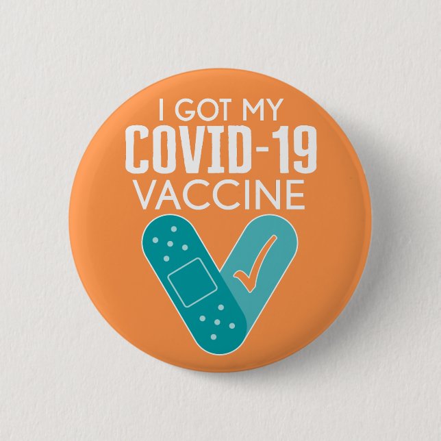 I har Mitt Covid-19 vaccin - orange blått Knapp (Framsida)