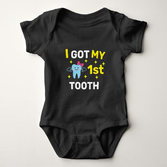 I Har My 1st Toth with Cute Baby Toth T Shirt (Framsida)