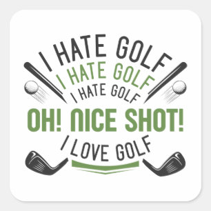 I Hatar Golf Fyrkantigt Klistermärke