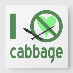 I Hate Cabbage Fyrkantig Klocka