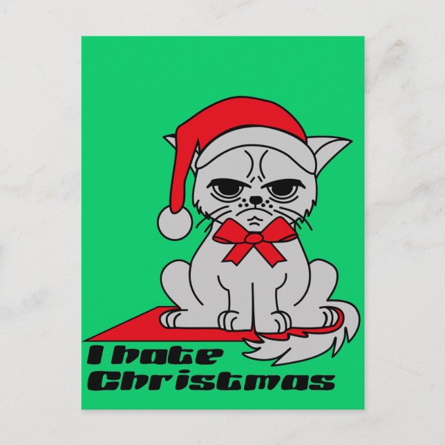 I hate Christmas - Cat Postkarte Helg Vykort (Framsida)