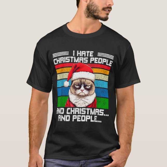I Hate Christmas Holidays Haters Black Uni-adults  T Shirt (Framsida)