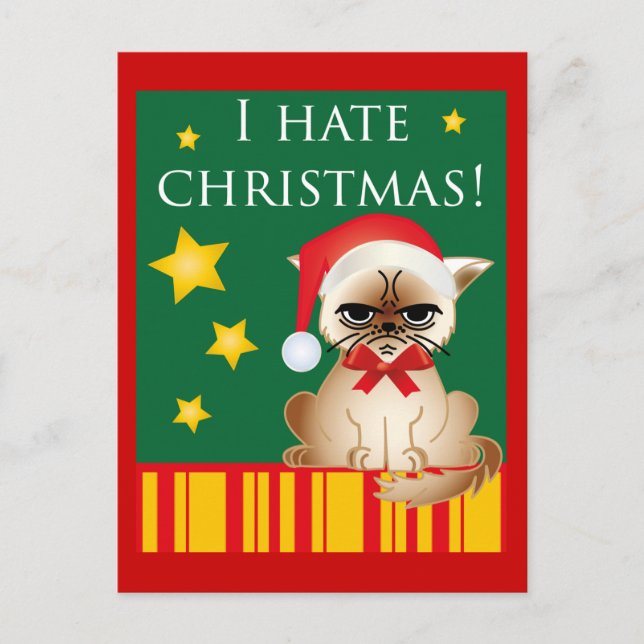 I hate christmas! Lustige Anti-Weihnachtskarte Helg Vykort (Framsida)
