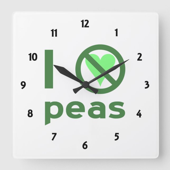 I Hate Peas Fyrkantig Klocka (Framsida)