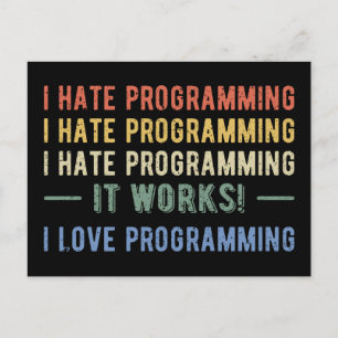 I Hate Programming - Funny Programmer I Vykort
