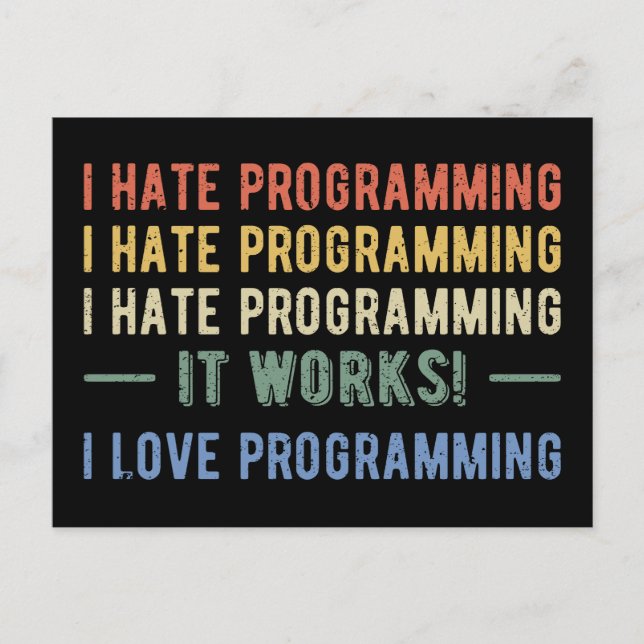 I Hate Programming - Funny Programmer I Vykort (Framsida)