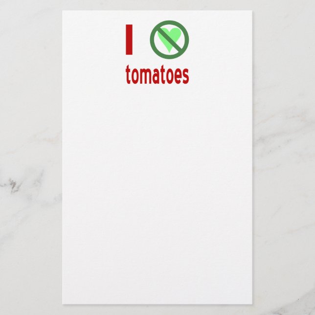 I Hate Tomatis I No Kärlek Tomater Brevpapper (Framsida)