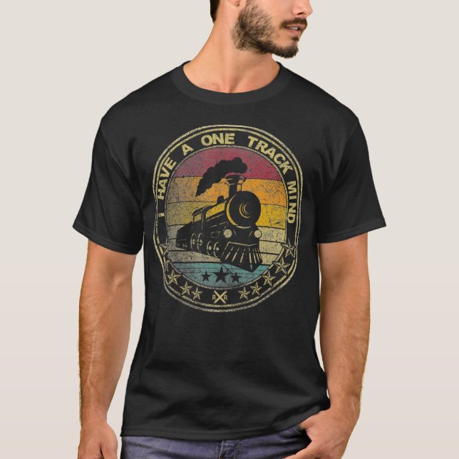 I Have A One Track Mind Train Retro Engine Model T Shirt (Framsida)