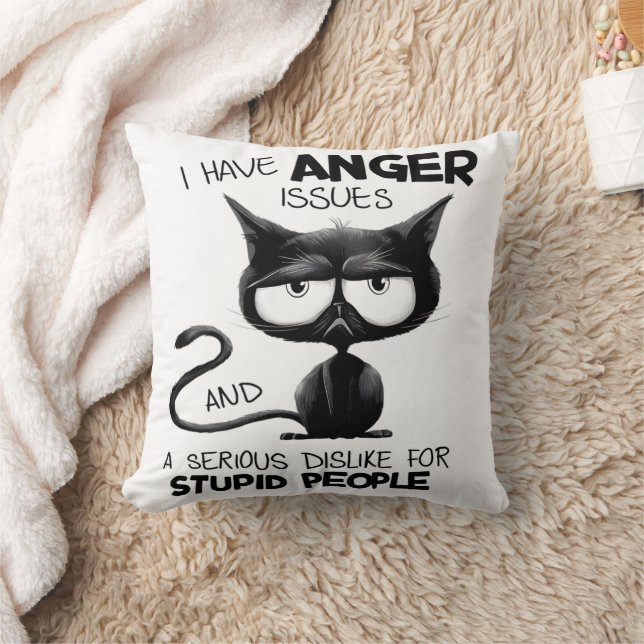 I Have Anger Issues Funny Cat Lover Gift  Kudde (Filt)