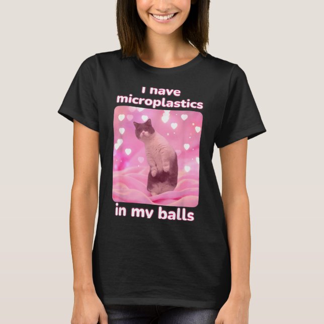 I Have Microplastics In My Pink Cat Meme Dank Meme T Shirt (Framsida)