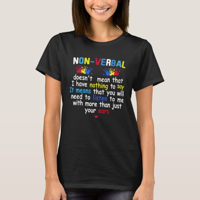 I Have NON VERBAL Support Autism Awareness Puzzle  T Shirt (Framsida)