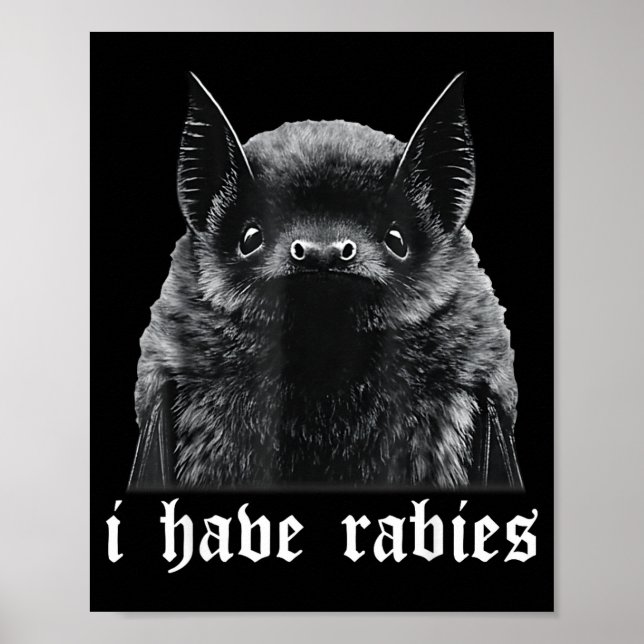 I Have Rabies Bat Vintage Cute Bat  Poster (Framsidan)