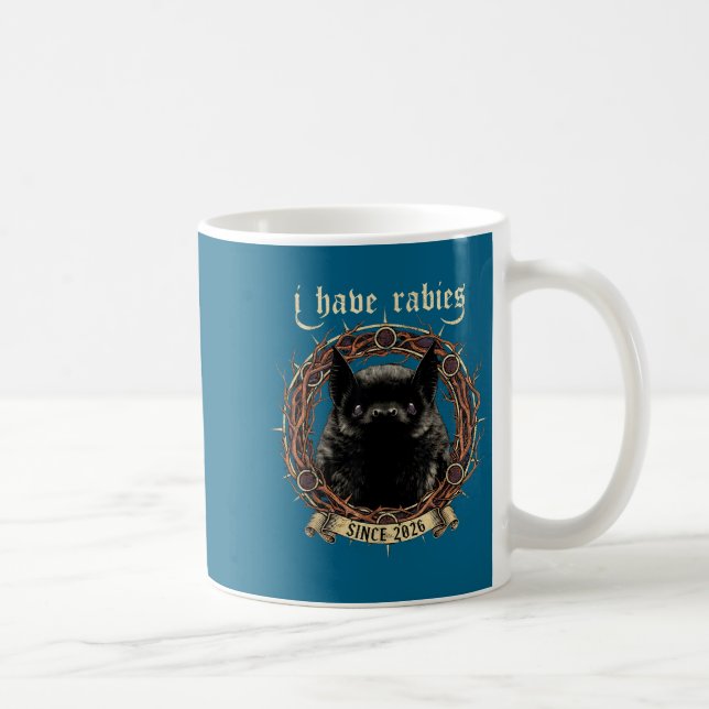 I Have Rabies Gothic Bat Dark Humor Shirt Mens Wom Kaffemugg (Höger)