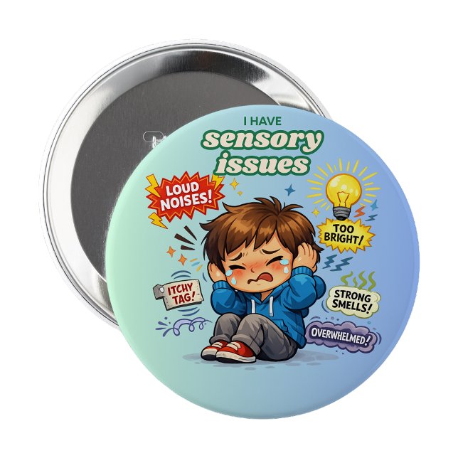 I have sensory issues Pin Button Badge Knapp (I have sensory issues Pin Autism Badge)