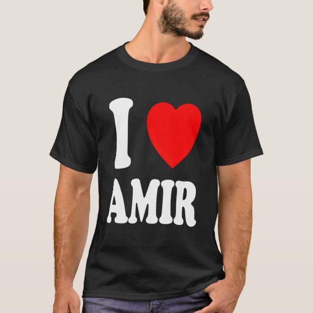 I He Love Amir Spouse Married T Shirt (Framsida)