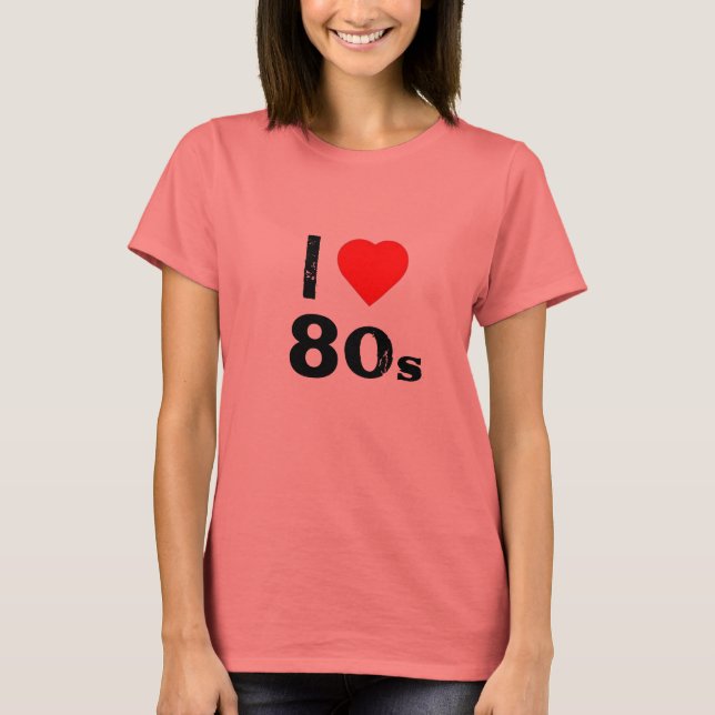 "I Heart 80's" Dam Ringer T-Shirt (Framsida)