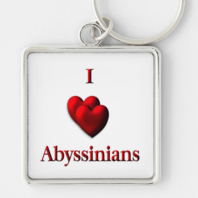 I Heart Abyssinias Fyrkantig Silverfärgad Nyckelring (Framsidan)