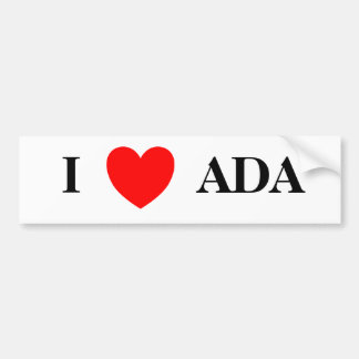 I Heart Ada Bumpersticker Bildekal