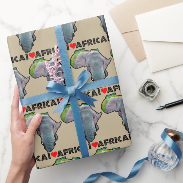 I Heart Afrika Karta Black Elephant Bull Presentpapper (Gifting)