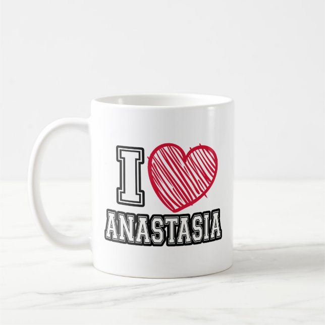 I Heart Anastasia First Name I Love Anastasia Pers Kaffemugg (Vänster)