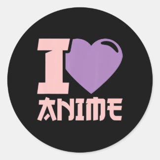 I Heart Anime I Kärlek Anime Runt Klistermärke