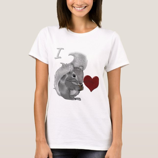 I Heart Baby-ekorrar Fuzzy Animal T Shirt (Framsida)