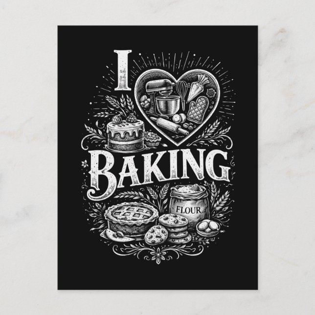 I Heart Baking Vykort (Framsida)