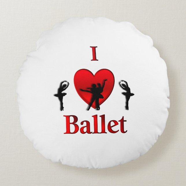 I Heart Ballet Rund Kudde (Framsidan)