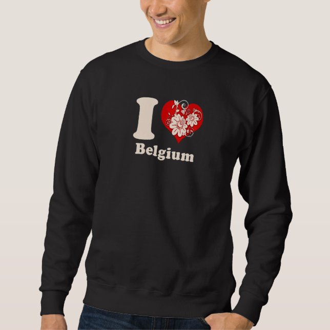 I Heart Belgium Blommigt Heart Lång Ärmad Tröja (Framsida)