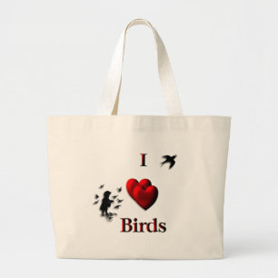 I Heart Birds Tote Bag Jumbo Tygkasse